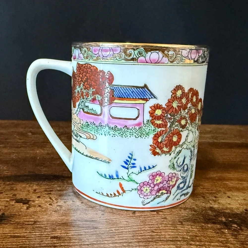 Hand Painted Asian Tea Cups (Set of 2)